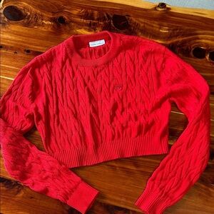 Chiara Ferragni Red Cable Knit Cropped Sweater